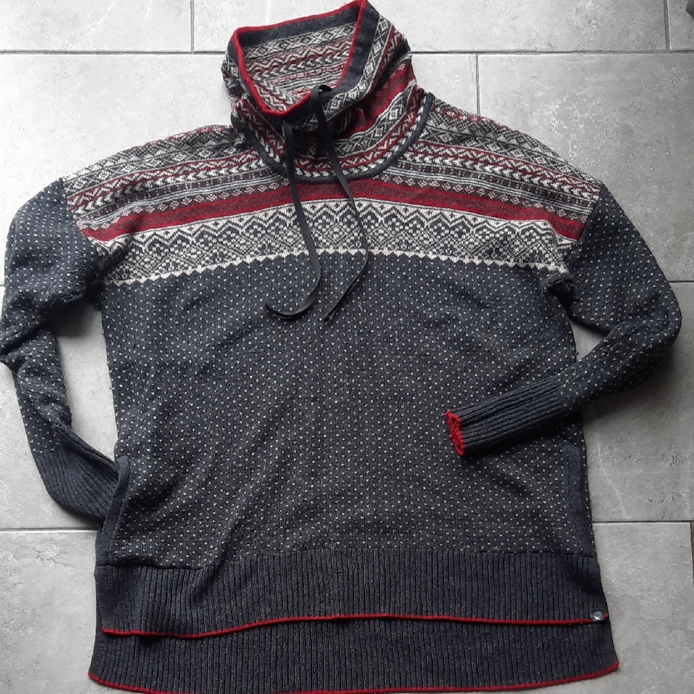 Eddie Bauer Women's Norwegian Knit Style Cowl Neck Tunic Sweater